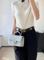 Chanel Classic Flap Small – Grey Caviar Leather & Gold-Tone Metal - Image 12