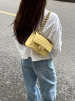 Chanel Classic Flap Small (23cm) – Yellow Caviar Leather with Gold-Tone Metal - Image 10