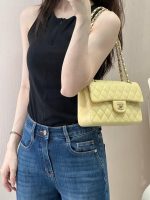 Chanel Classic Flap Small (23cm) – Yellow Caviar Leather with Gold-Tone Metal - Image 12