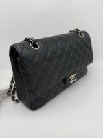 Chanel Classic Flap Medium (25cm) – Black Caviar Leather with Silver-Tone Metal - Image 3