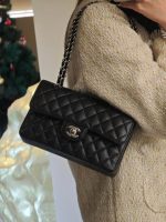 Chanel Classic Flap Medium (25cm) – Black Caviar Leather with Silver-Tone Metal - Image 15