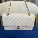 Chanel Classic Flap Medium (25cm) – White Caviar Leather with Gold-Tone Metal - Image 4