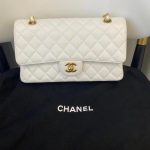 Chanel Classic Flap Medium (25cm) – White Caviar Leather with Gold-Tone Metal - Image 8