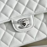Chanel Classic Flap Medium (25cm) – White Caviar Leather with Silver-Tone Metal - Image 7