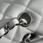 Chanel Classic Flap Medium (25cm) – White Caviar Leather with Silver-Tone Metal - Image 9
