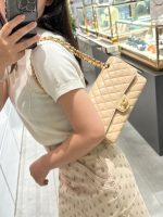 Chanel Classic Flap Medium (25cm) – Beige Caviar Leather with Gold-Tone Metal - Image 13