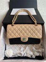 Chanel Classic Flap Medium (25cm) – Beige Caviar Leather with Gold-Tone Metal - Image 7