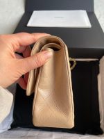 Chanel Classic Flap Medium (25cm) – Beige Caviar Leather with Gold-Tone Metal - Image 4