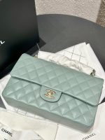 Chanel Classic Flap Medium (25cm) – Muted Grey-Purple Caviar Leather with Gold-Tone Metal - Image 12