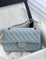 Chanel Classic Flap Medium (25cm) – Blue Caviar Leather with Gold-Tone Metal - Image 4