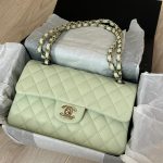 Chanel Classic Flap Medium (25cm) – Green Caviar Leather with Gold-Tone Metal - Image 4