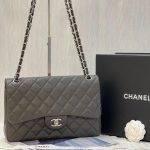 Chanel Classic Flap Jumbo – Grey Caviar Leather & Gold-Tone Metal - Image 11