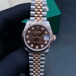 Rolex DateJust watch, chocolate dial, 18K gold plated, custom-made by VS factory, 36mm case diameter.