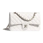 Chanel Classic Flap Small (23cm) – White Caviar Leather with Silver-Tone Metal