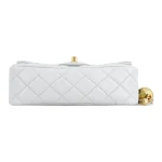 Chanel Classic Flap Mini – Light Grey Lambskin & Gold-Tone Metal – Pearl Crush - Image 3