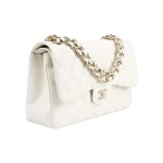 Chanel Classic Flap Jumbo – White Caviar Leather & Gold-Tone Metal - Image 4