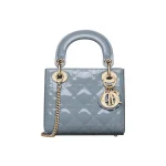 Lady Dior Mini Bag – Matte Misty Blue Patent Leather