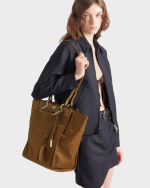Large Re-Nylon and leather tote bag - Image 7