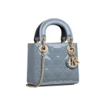 Lady Dior Mini Bag – Matte Misty Blue Patent Leather - Image 3
