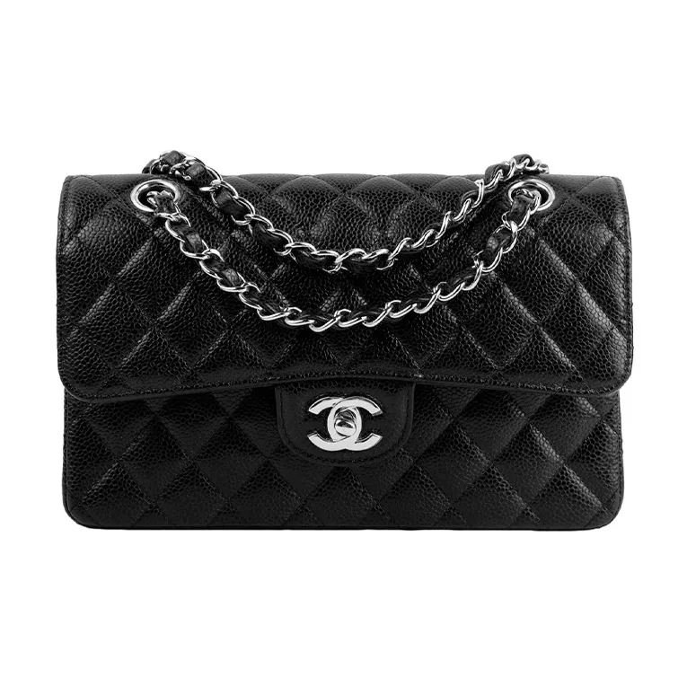 8f0252b084ee482697cde6a275baff0d.webp Chanel Classic Flap Small (23cm) – Black Caviar Leather with Silver-Tone Metal - Image 1