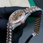 Rolex DateJust watch, chocolate dial, 18K gold plated, custom-made by VS factory, 36mm case diameter. - Image 5