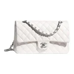 Chanel Classic Flap Medium (25cm) – White Caviar Leather with Silver-Tone Metal