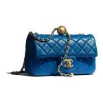 Chanel Classic Flap Mini – Dark Blue Lambskin & Gold-Tone Metal – Pearl Crush - Image 2