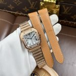 卡地亚山度士女士仿表，玫瑰金表壳，表圈镶嵌宝石，BV工厂出品，35毫米