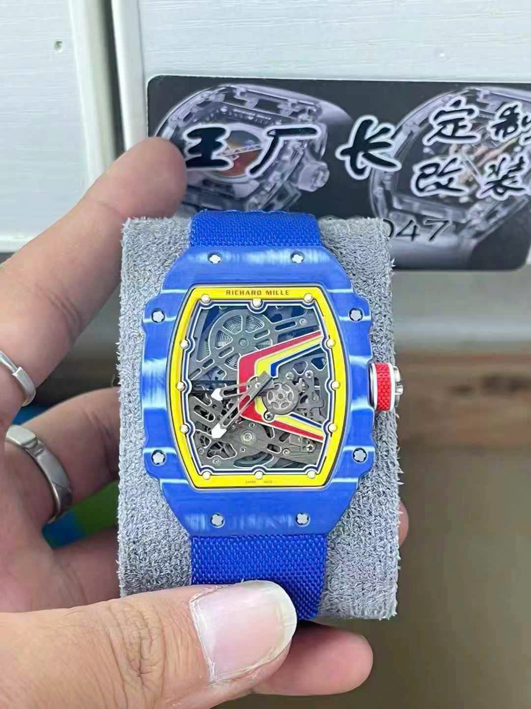 Dong-Ho-Che-Tac-Richard-Mille-RM67-02-Vo-Carbon-Mau-Xanh-Duong-Sieu-Nhe-37-Grams-38.7×47-5.jpg Richard Mille Best Replica Watch RM67-02 Blue Carbon Weight 37 Grams 38.7×47.52mm - Image 1