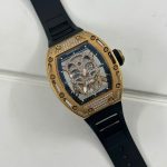 Richard Mille Fake Watches RM052 Rose Gold Skull Rubber Strap 42mm