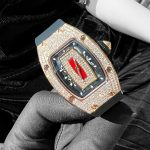 Richard Mille RM007 Replica Watch Rose Gold Wrapped With Full Natural Diamond 36mm - Image 3