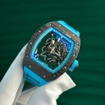 Richard Mille RM055 Carbon NTPT Luxury Fake Watch Blue Strap ZF Factory 49.9×42.7mm