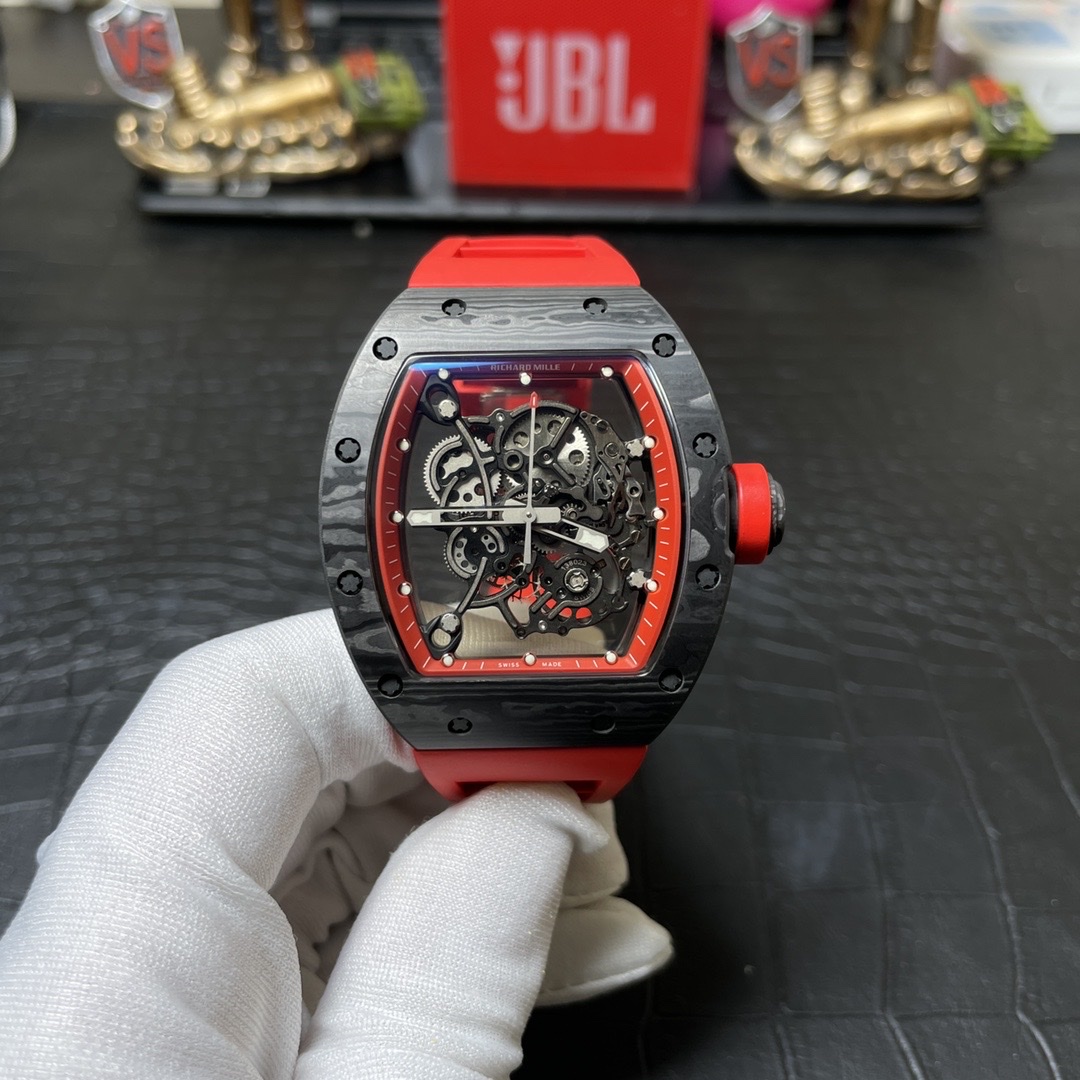 Dong-Ho-Richard-Mille-RM055-Carbon-NTPT-Rep-11-BBR-Mau-Do-45mm-2.jpg Richard Mille RM055 Carbon NTPT Replica 1:1 Watch Red BBR 45mm - Image 1