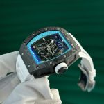 Richard Mille RM055 Carbon NTPT Imitation Watches Skeleton Dial White Strap ZF Factory 49.9×42.7mm - Image 3