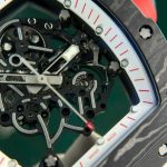 Richard Mille RM055 Carbon NTPT Fake Watches Skeleton Dial White Strap ZF Factory 49.9×42.7mm - Image 4