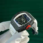 Richard Mille RM055 Carbon NTPT Fake Watches Skeleton Dial White Strap ZF Factory 49.9×42.7mm - Image 3