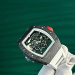 Richard Mille RM055 Carbon NTPT Fake Watches Skeleton Dial White Strap ZF Factory 49.9×42.7mm - Image 2