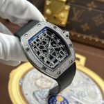 Richard Mille RM67-01 Luxury Fake Watches Skeleton Dial Case Full Moissanite Diamonds Custom 38.7×47.5mm - Image 4