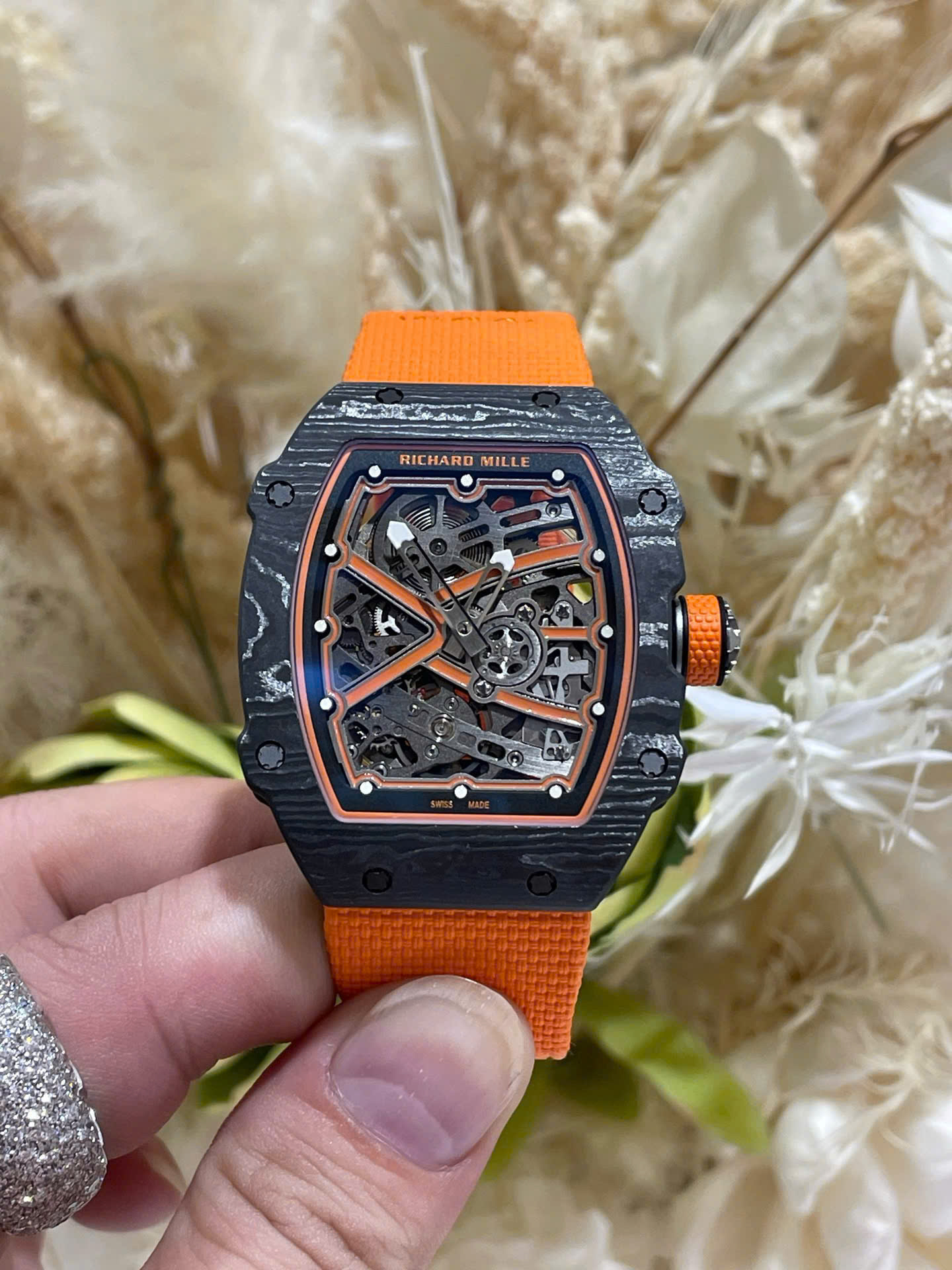 Dong-Ho-Richard-Mille-RM67-02-Sebastien-Ogier-Vo-Carbon-Che-Tac-Sieu-Nhe-2.jpg Richard Mille RM67-02 Sebastien Ogier Black Carbon Automatic Swiss Movement 37 Grams 38.7×47.52mm - Image 1