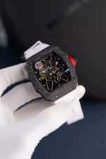 Richard Mille RM35-01 Rafael Nadal Carbon NTPT Imitation Watches White Rubber Strap ZF Factory 49.9x43mm