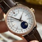 Rolex Cellini Moonphase 50535 Rose Gold Imitation Watches Brown Leather Strap KZ Factory 39mm - Image 5