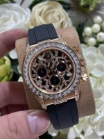 Rolex Daytona 116588TBR Giraffeb Chestnut Imitation Watches 18K Gold Wrapped + Moissanite Diamonds Custom 40mm - Image 3