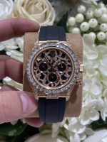 Rolex Daytona 116588TBR Giraffeb Chestnut Imitation Watches 18K Gold Wrapped + Moissanite Diamonds Custom 40mm