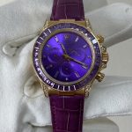 Rolex Cosmograph Daytona Purple Custom 18K Solid Gold + Natural Gemstone Watch 40mm