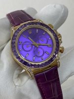 Rolex Cosmograph Daytona Purple Custom 18K Solid Gold + Natural Gemstone Watch 40mm - Image 2