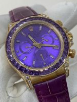 Rolex Cosmograph Daytona Purple Custom 18K Solid Gold + Natural Gemstone Watch 40mm - Image 3