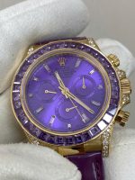 Rolex Cosmograph Daytona Purple Custom 18K Solid Gold + Natural Gemstone Watch 40mm - Image 4