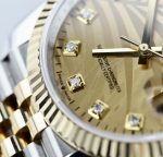 Rolex DateJust 18K Gold Wrapped Replica Watch Palm Leaf Dial GM 36mm - Image 6