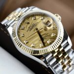 Rolex DateJust 18K Gold Wrapped Replica Watch Palm Leaf Dial GM 36mm - Image 4
