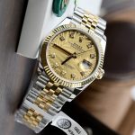 Rolex DateJust 18K Gold Wrapped Replica Watch Palm Leaf Dial GM 36mm - Image 3